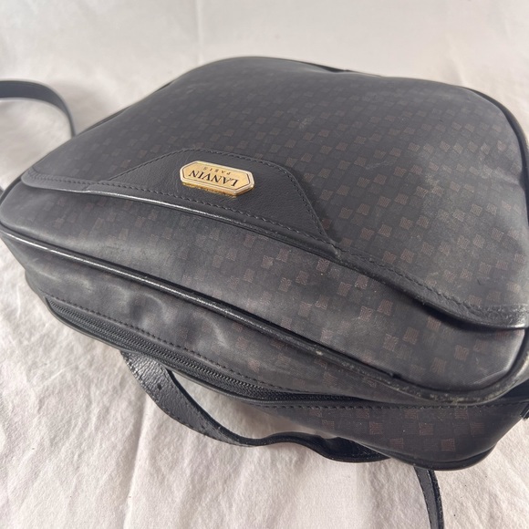 LANVIN PARIS Vintage Authentic Dome Black Canvas and Leather Trim Crossbody bag - Picture 7 of 17